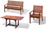Tisch Holiday eckig ausziehbar, Bank 120 cm, ein Sessel