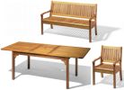 Auszieh-Tisch Lifetime mit Bank 150 cm und 3 Sessel