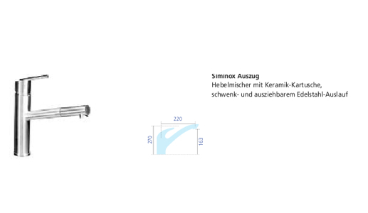 Sedia Armatur Siminox Auszug Edelstahl 022761
