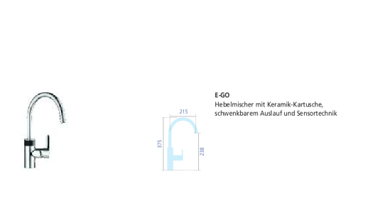 Sedia Armatur E-GO chrom mit Batterie 020449